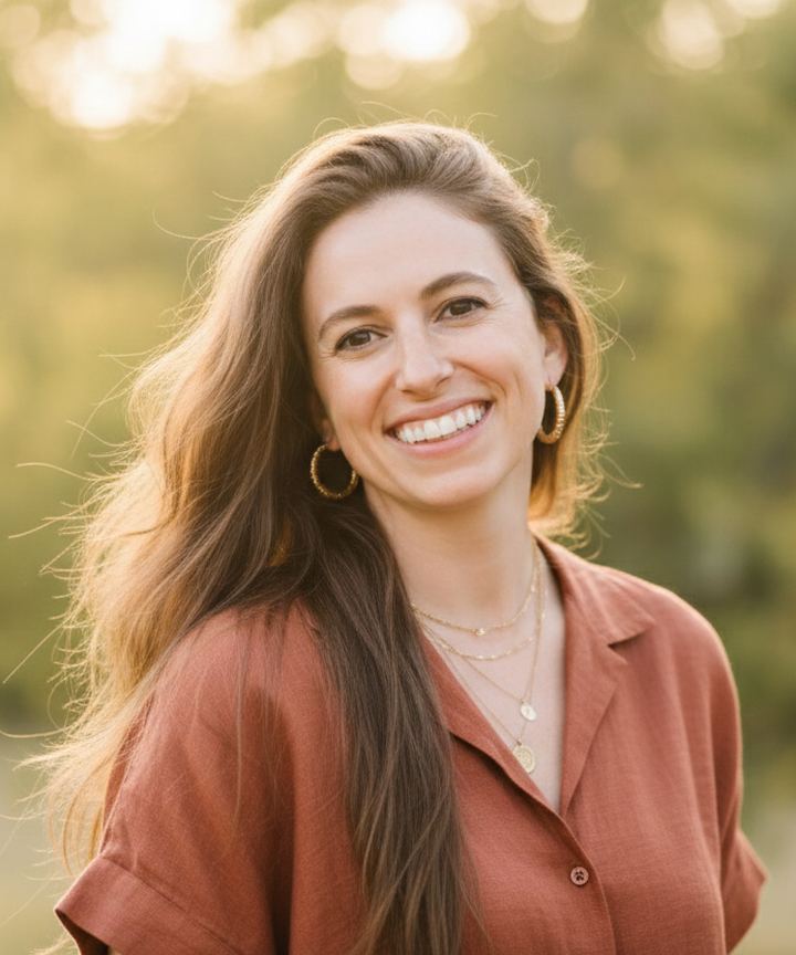 Rebecca Rabison smiling outdoors in warm evening light